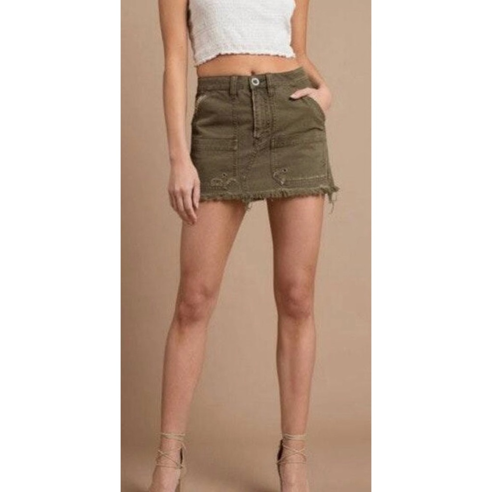 Free People Army Green Mini Skirt